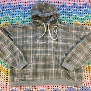 Billie Eilish Happier Than Ever Plaid Hoodie Embroidered Sweatshirt XL